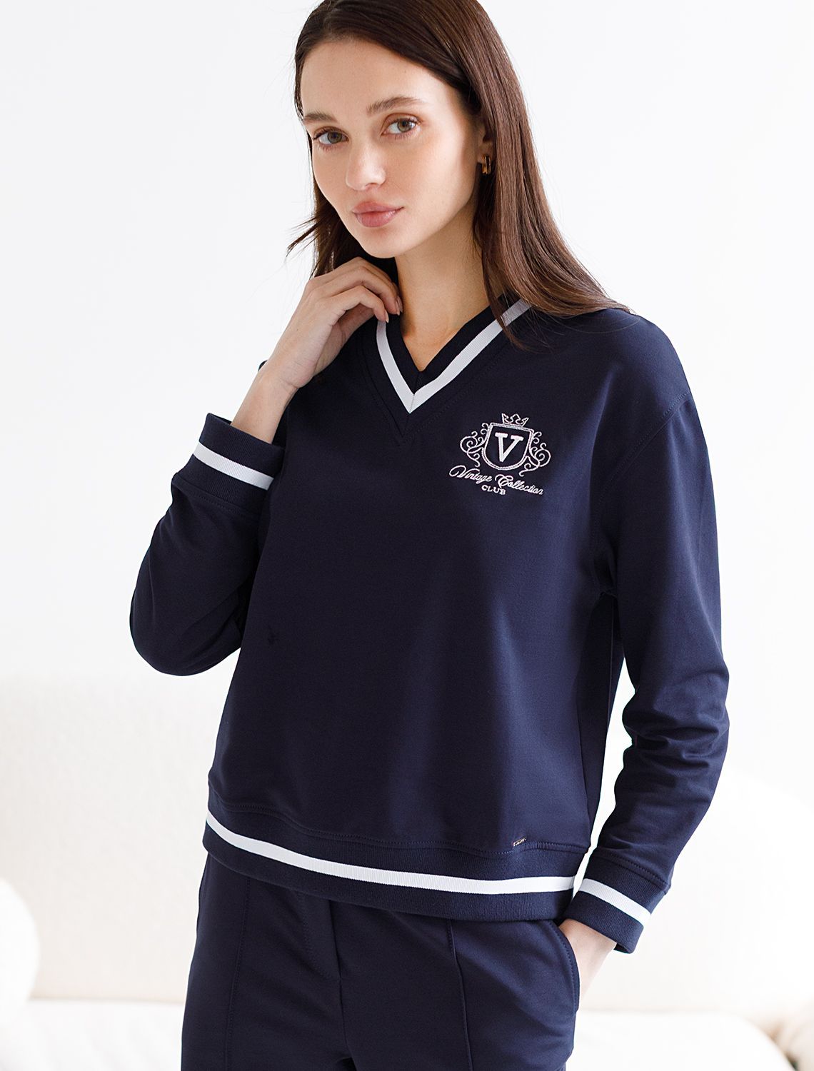 картинка Джемпер женский т.синий магазин Одежда+ являющийся официальным дистрибьютором в России 