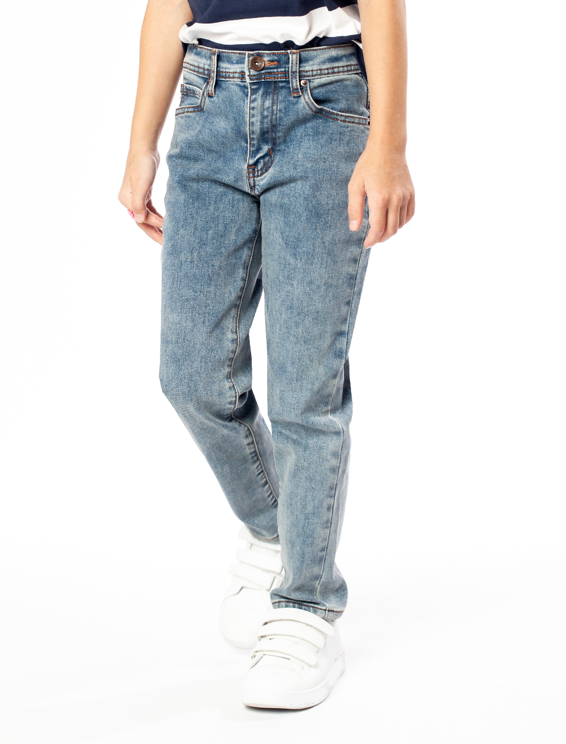 картинка Джинсы для девочки серо-синий магазин Одежда+ являющийся официальным дистрибьютором в России 