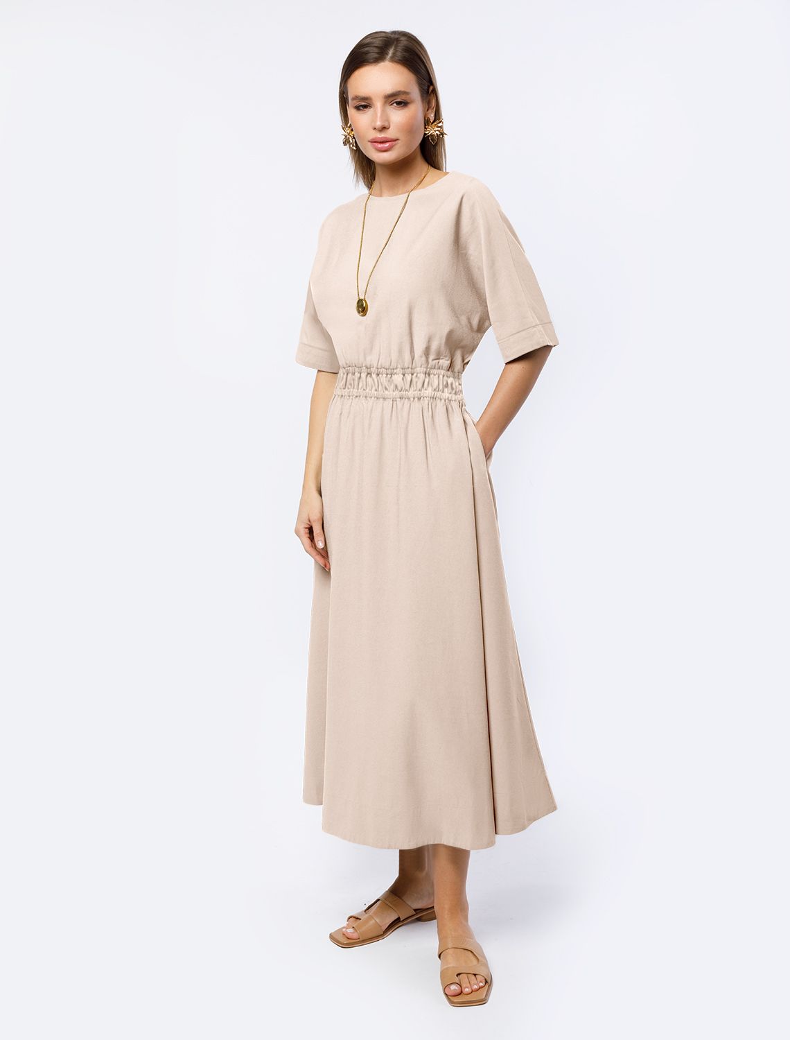 картинка Платье женское светло-бежевый от магазина Одежда+