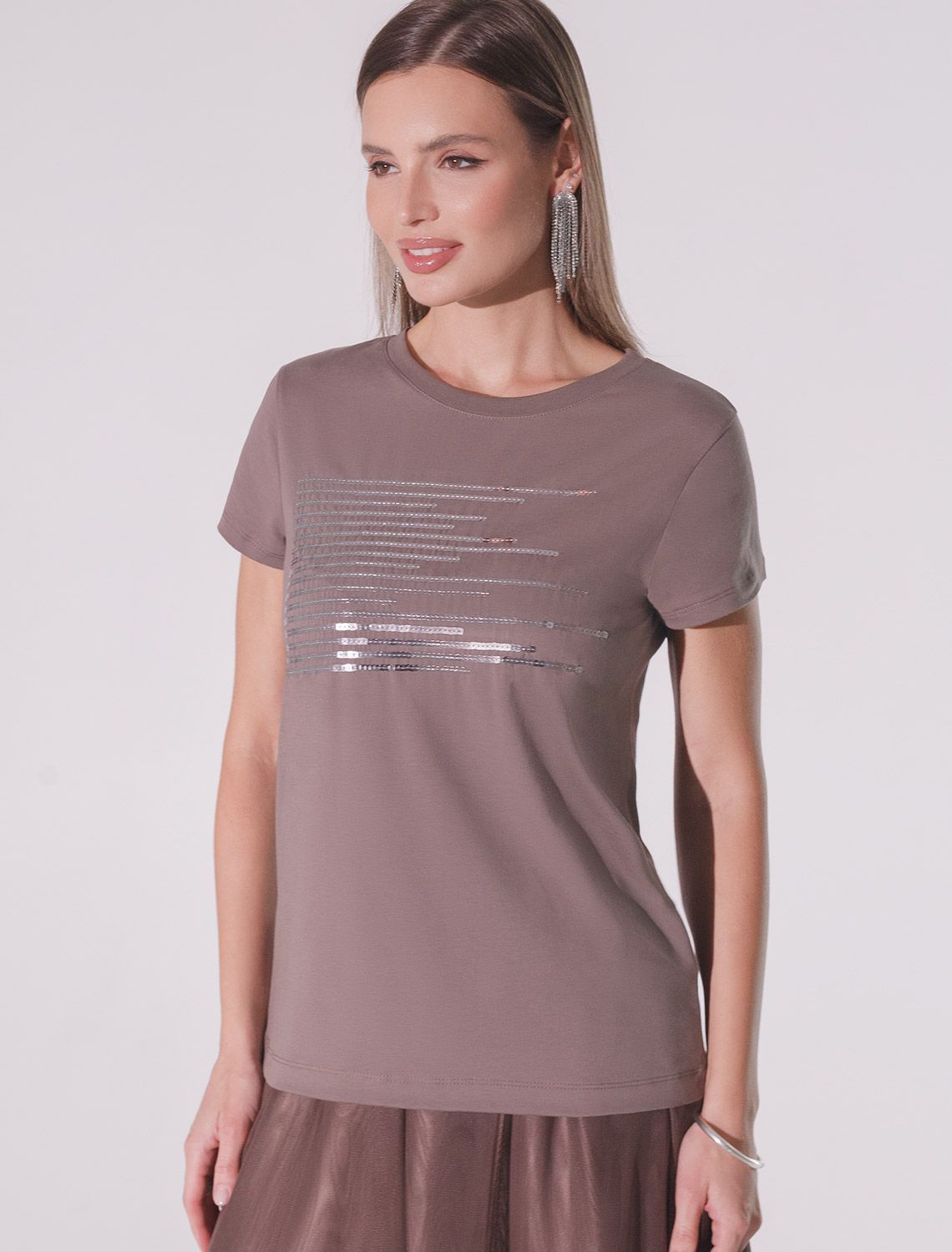 картинка Футболка женская кофейный_shiny stripes от магазина Одежда+
