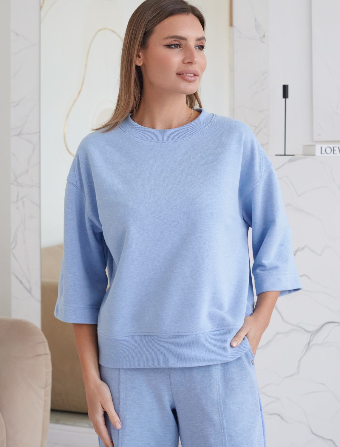 картинка Джемпер женский голубой меланж магазин Одежда+ являющийся официальным дистрибьютором в России 