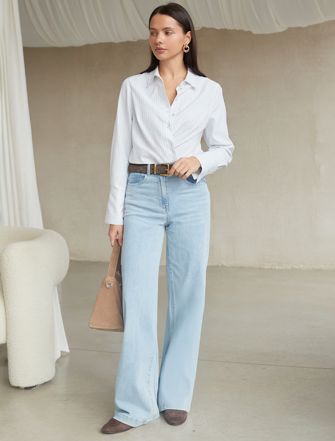 картинка Блузка женская белый-синий от магазина Одежда+