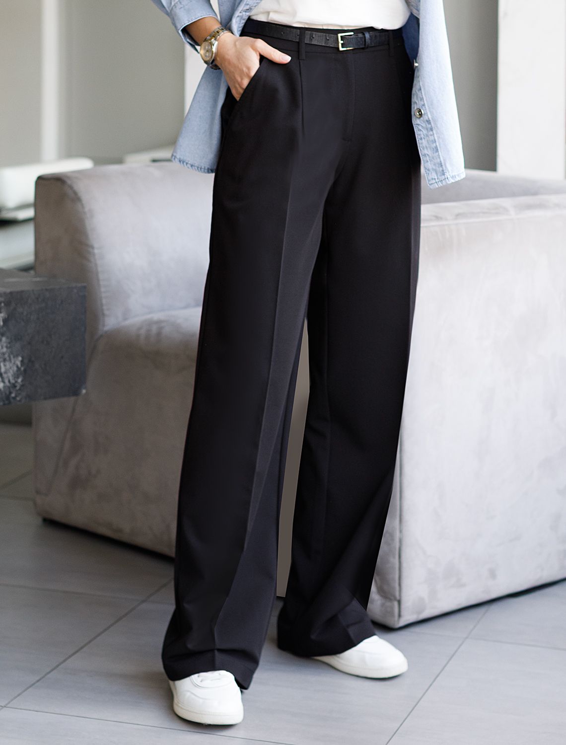 картинка Брюки женские черный магазин Одежда+ являющийся официальным дистрибьютором в России 