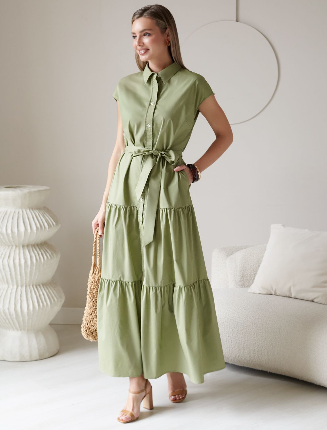 картинка Платье женское оливковый магазин Одежда+ являющийся официальным дистрибьютором в России 