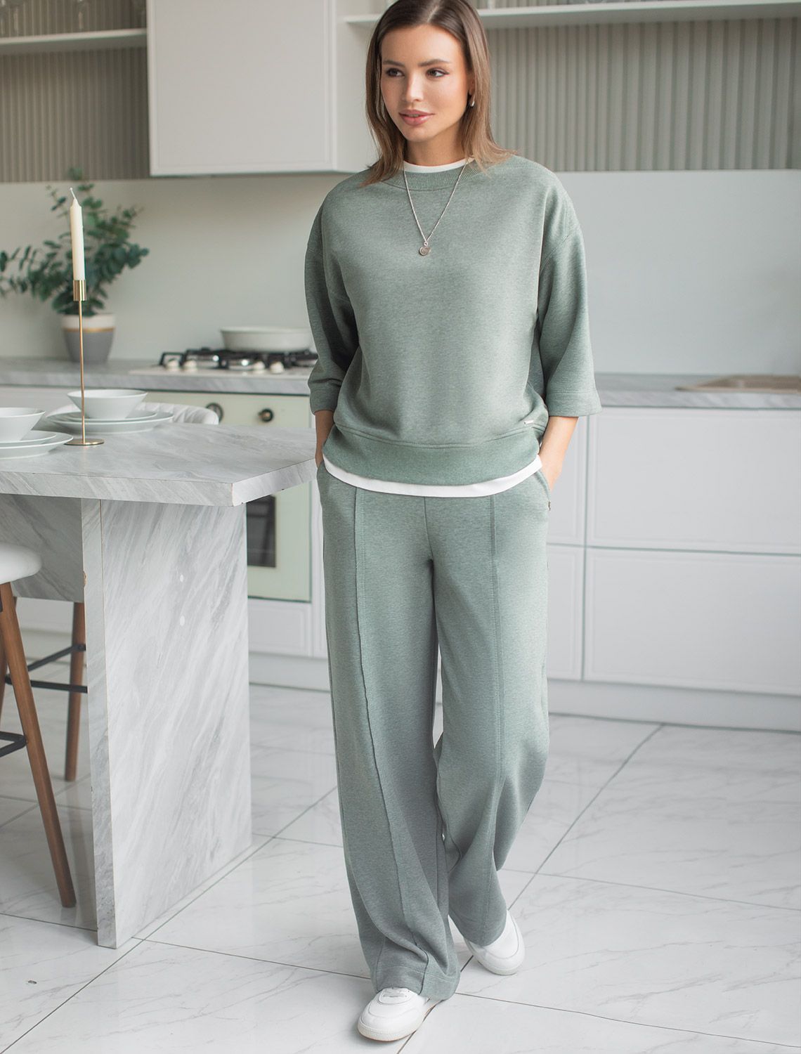 картинка Джемпер женский оливковый меланж от магазина Одежда+