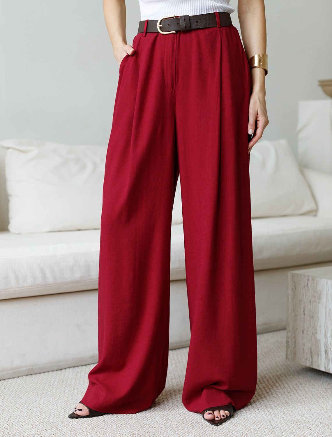 картинка Брюки женские гранатовый магазин Одежда+ являющийся официальным дистрибьютором в России 