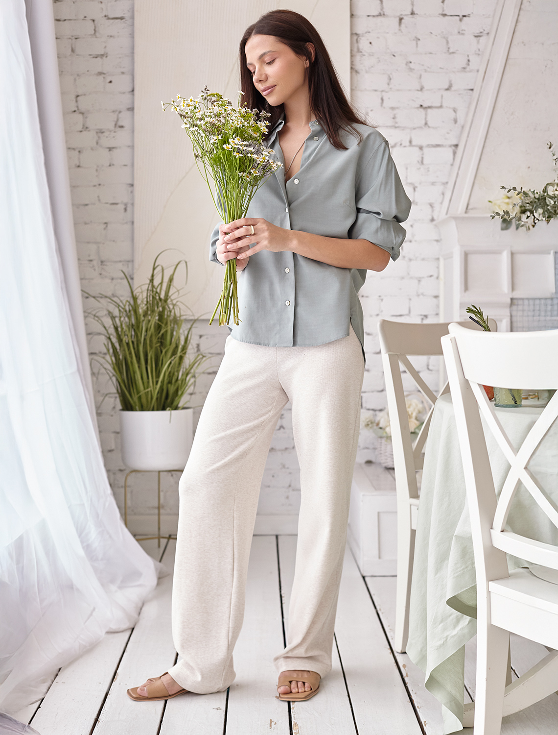 картинка Брюки женские бежевый меланж от магазина Одежда+