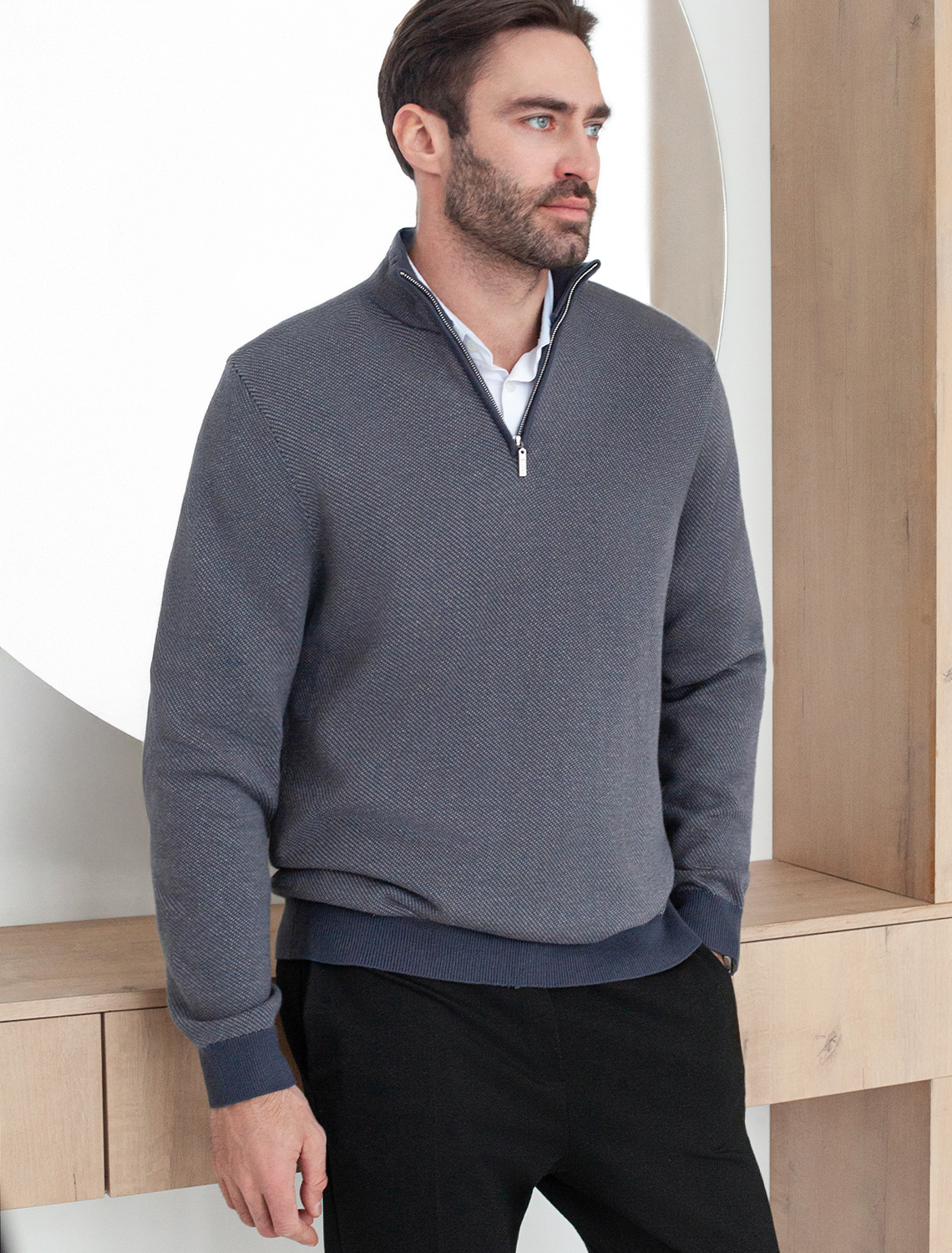 картинка Джемпер мужской серый меланж магазин Одежда+ являющийся официальным дистрибьютором в России 