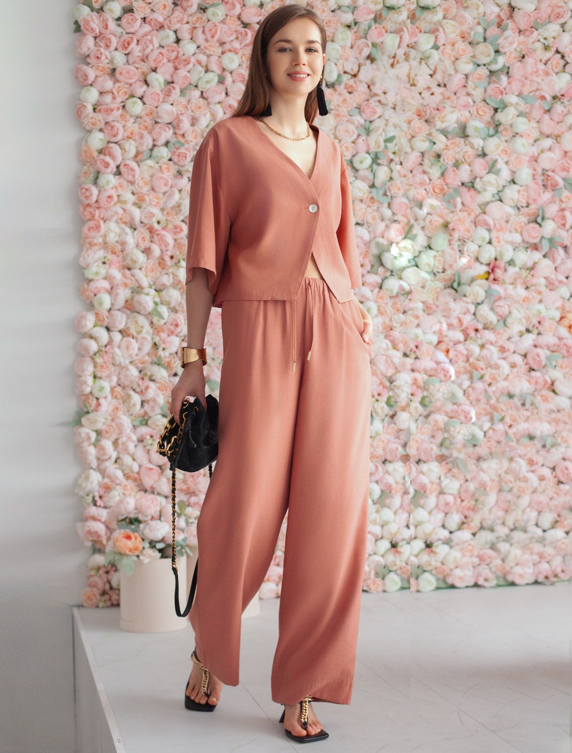 картинка Блузка женская дымчато-коралловый от магазина Одежда+