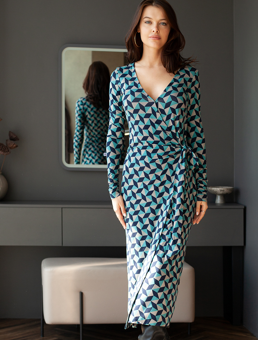 картинка Платье женское сине-зеленый от магазина Одежда+